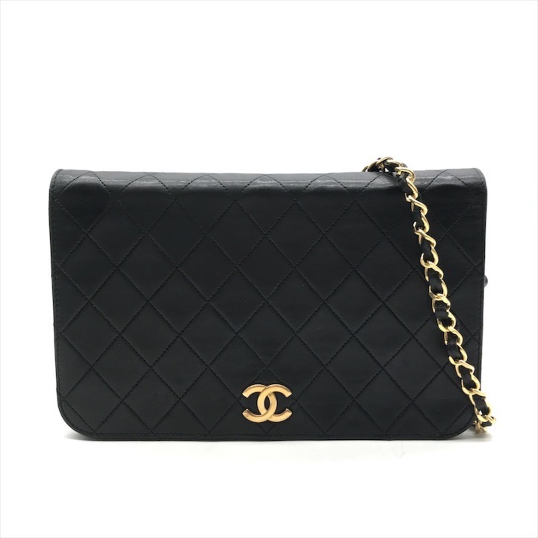 CHANEL - 良品 CHANEL シャネル ココマーク マトラッセ ラムスキン チェーン ショルダー バッグ プッシュロック ブラック レディース a6393