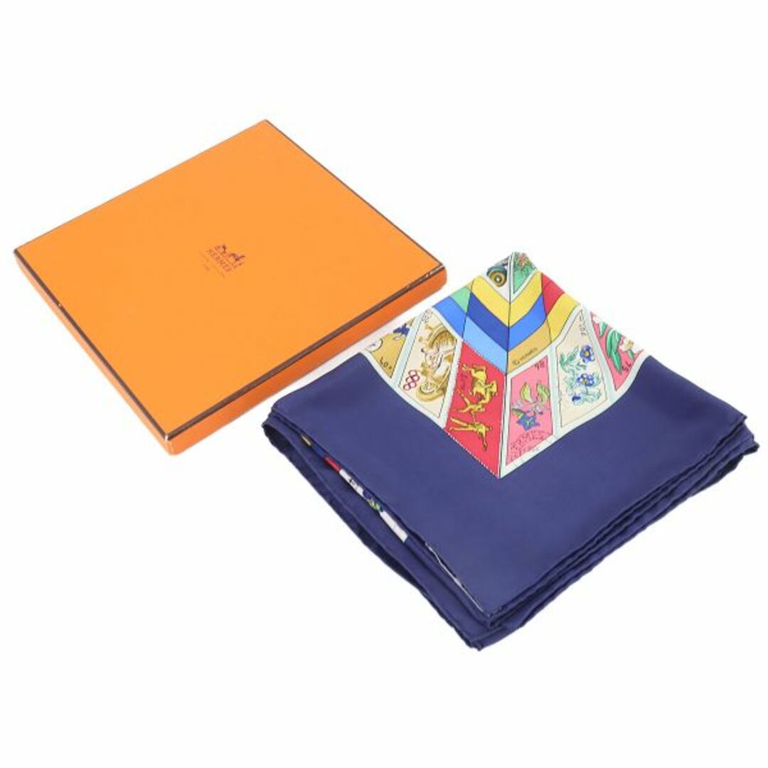 HERMES エルメス CORRESPONDANCE カレ90 切手 白タグ - 小物 HERMES エルメス CORRESPONDANCE カレ90 切手 白タグ - 小物