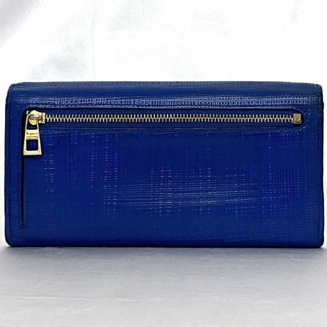 LOEWE - ロエベ 二つ折り 長財布 ブルー リネン 財布 レザー LOEWE - ロエベ 二つ折り 長財布 ブルー リネン 財布 レザー