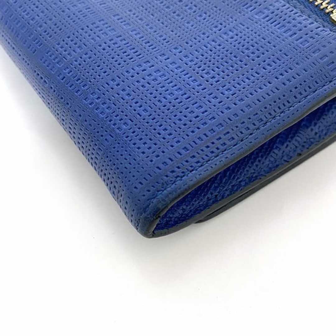 LOEWE - ロエベ 二つ折り 長財布 ブルー リネン 財布 レザー LOEWE - ロエベ 二つ折り 長財布 ブルー リネン 財布 レザー