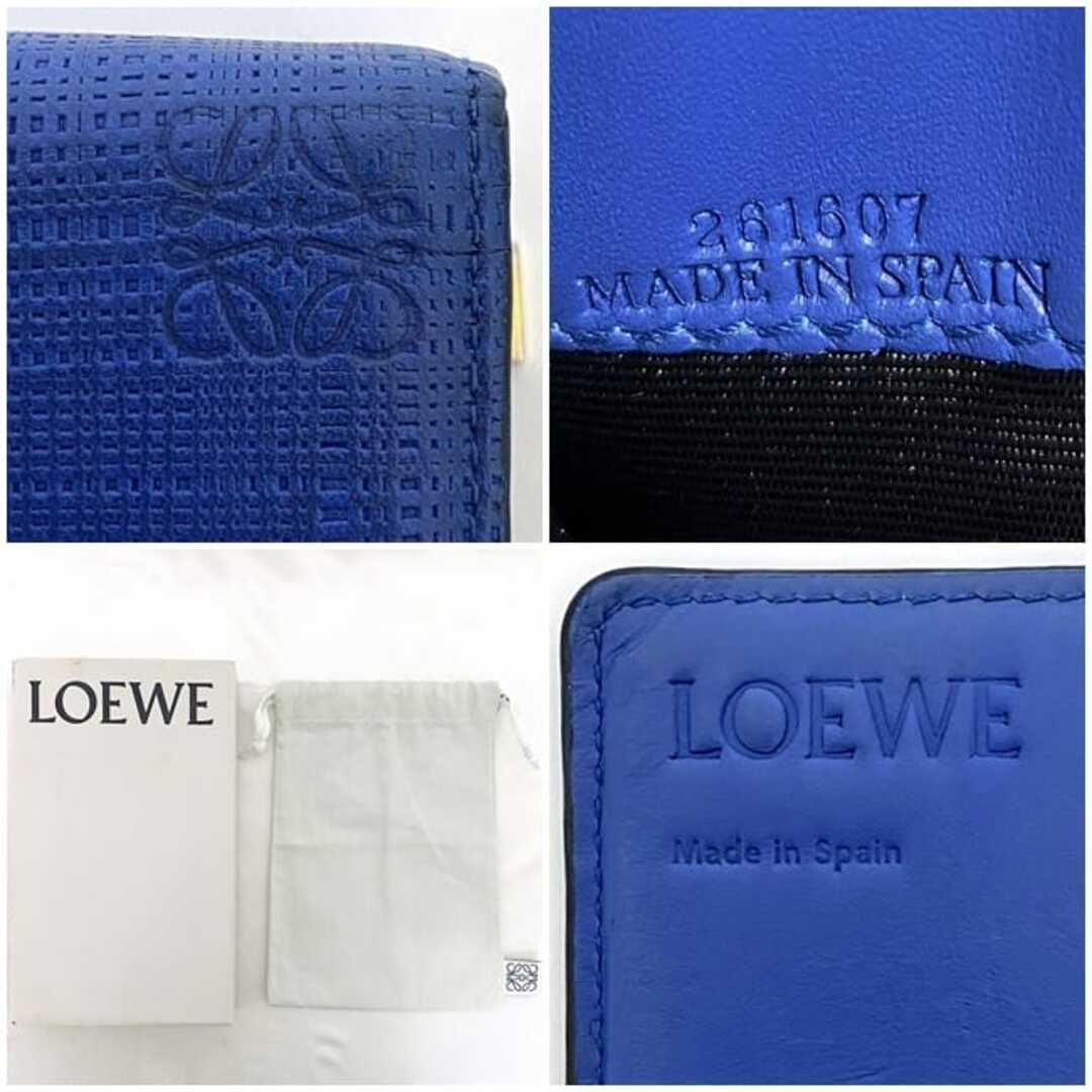 LOEWE - ロエベ 二つ折り 長財布 ブルー リネン 財布 レザー LOEWE - ロエベ 二つ折り 長財布 ブルー リネン 財布 レザー