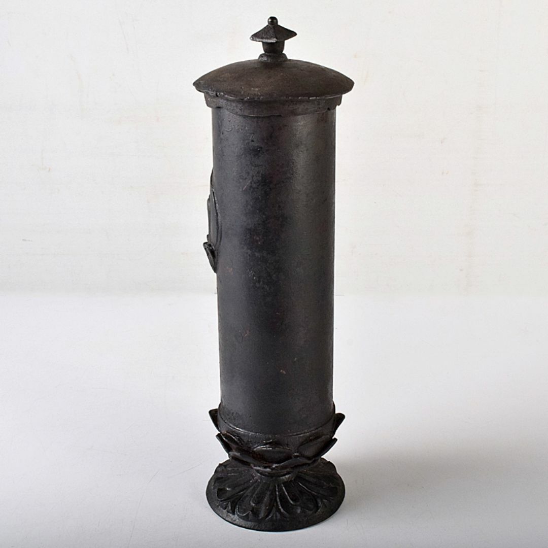 仏教美術 古銅 佛経筒 時代箱 M R8290 仏教美術 古銅 佛経筒 時代箱 M R8290