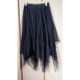 ランダムシフォンスカート/黒/美品(ロングスカート)