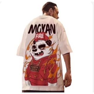 【セール中】パンダ　バックプリント　Tシャツ　半袖　ストリート　オーバーサイズ