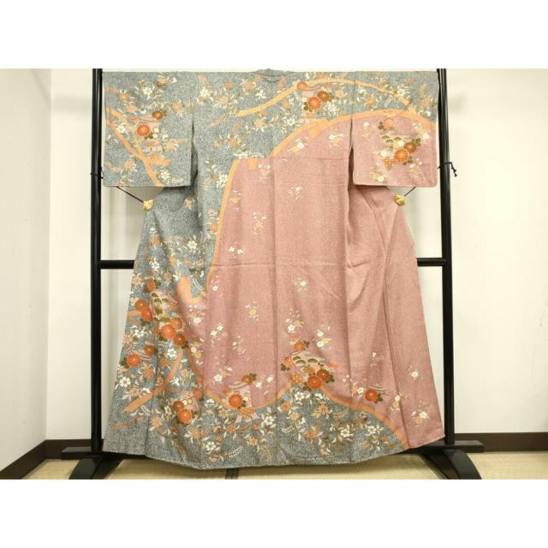 19. 正絹 型染小紋 つまん 花唐草文様 19. 正絹 型染小紋 つまん 花唐草文様