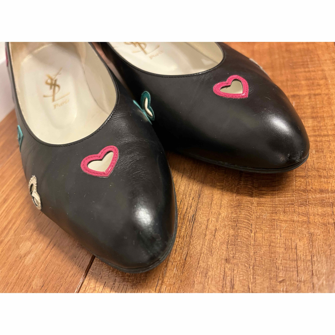美品SaintLaurentサンローラン紫ハート柄フラットパンプス 美品SaintLaurentサンローラン紫ハート柄フラットパンプス