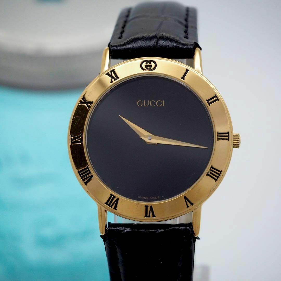 GUCCI - 224 GUCCI 3000M 新品ベルト メンズ腕時計 ゴールド GUCCI - 224 GUCCI 3000M 新品ベルト メンズ腕時計 ゴールド