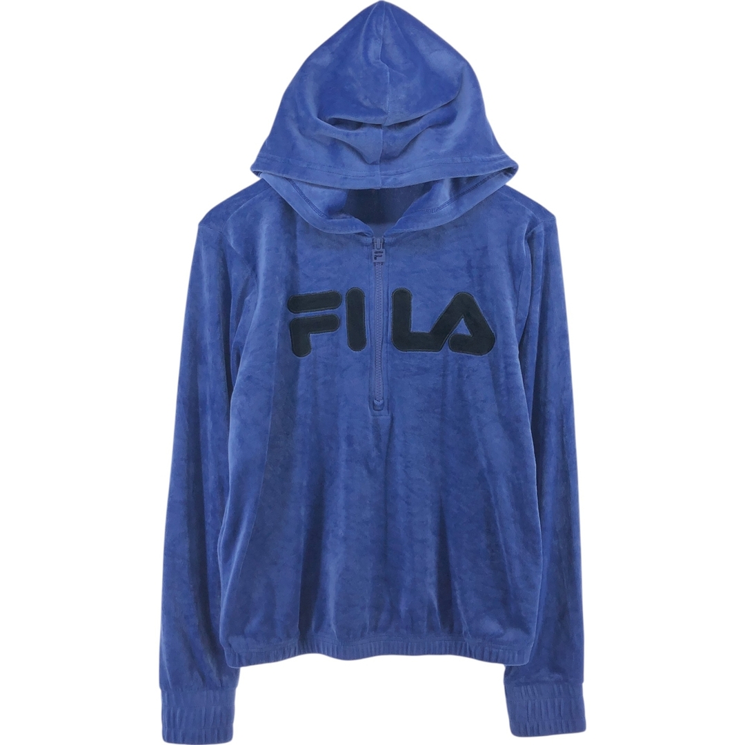 FILA - 古着 フィラ FILA ハーフジップ ベロアパーカー レディースS相当 /eaa510755
