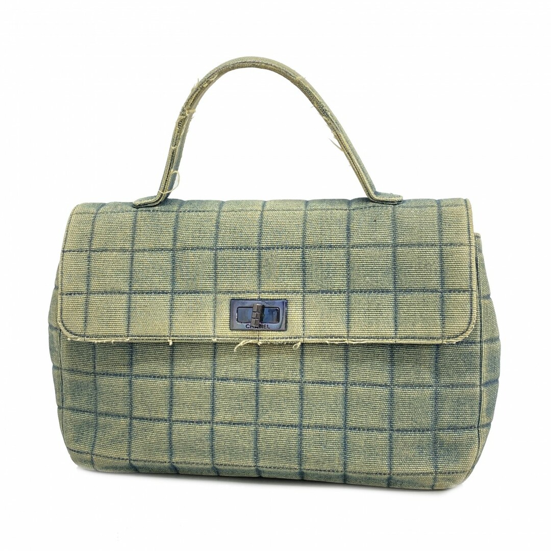 CHANEL - 【4ue6475】シャネル ハンドバッグ 2.55/チョコバー デニム ブルー シルバー金具【中古】レディース
