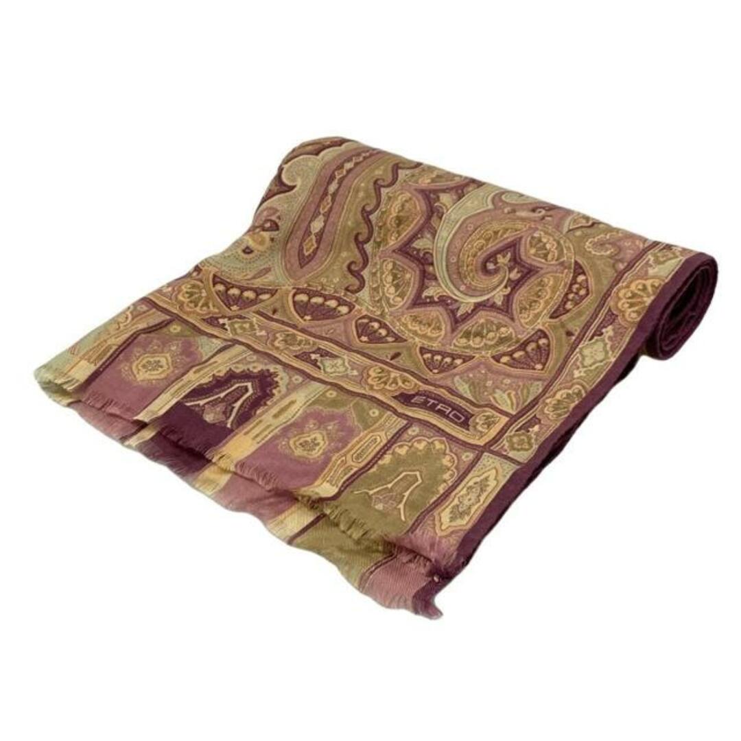 ETRO(エトロ) ストール(ショール)美品 - カーキ×パープル×マルチ ETRO(エトロ) ストール(ショール)美品 - カーキ×パープル×マルチ