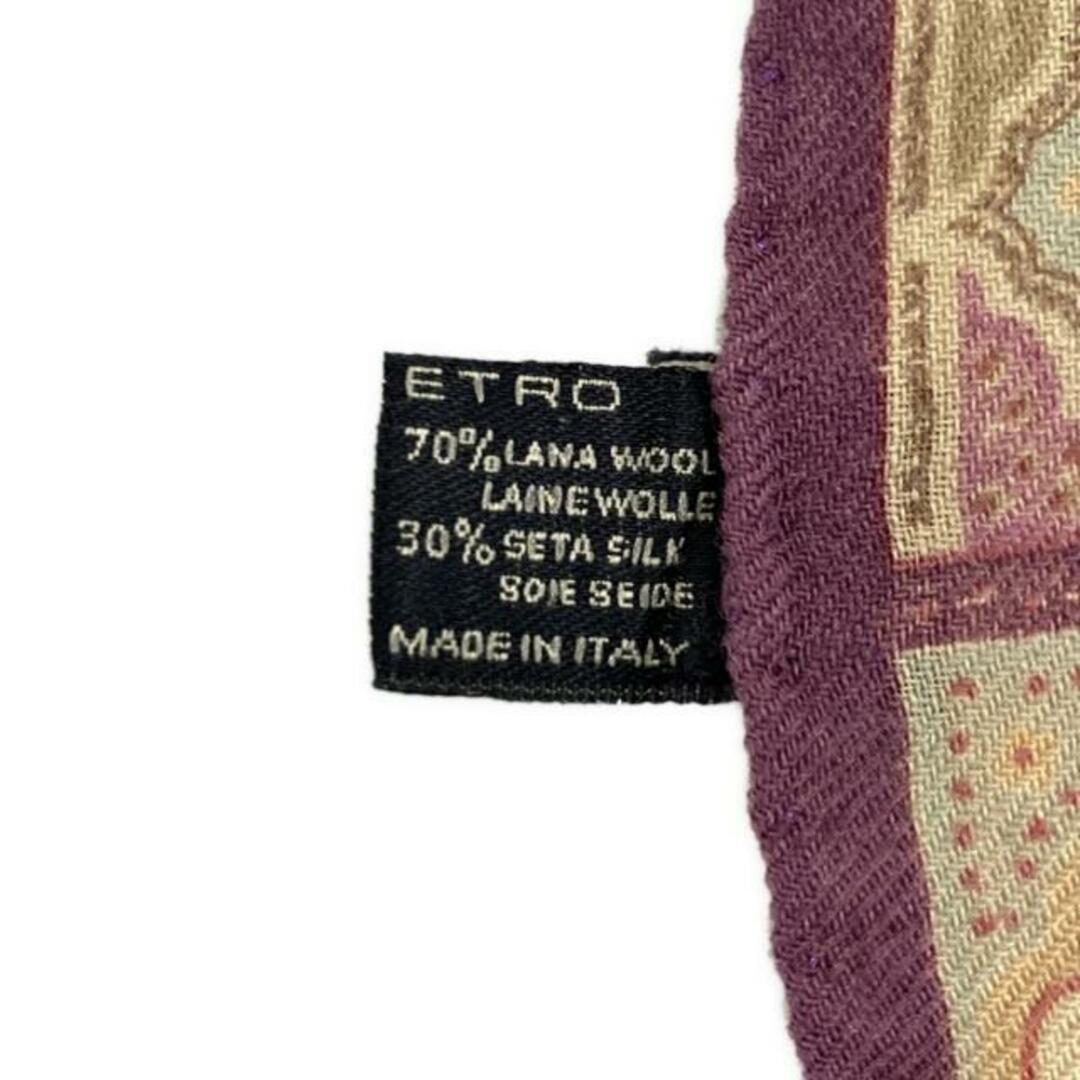 ETRO(エトロ) ストール(ショール)美品 - カーキ×パープル×マルチ ETRO(エトロ) ストール(ショール)美品 - カーキ×パープル×マルチ