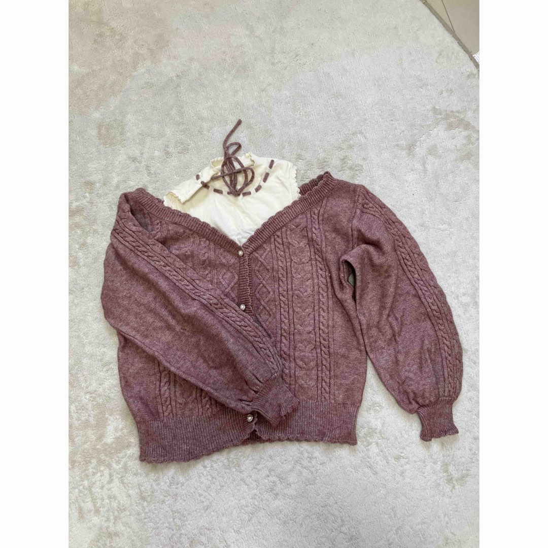 axes femme(アクシーズファム)のaxes femme 重ね着風肩出しニット レディースのトップス(ニット/セーター)の商品写真