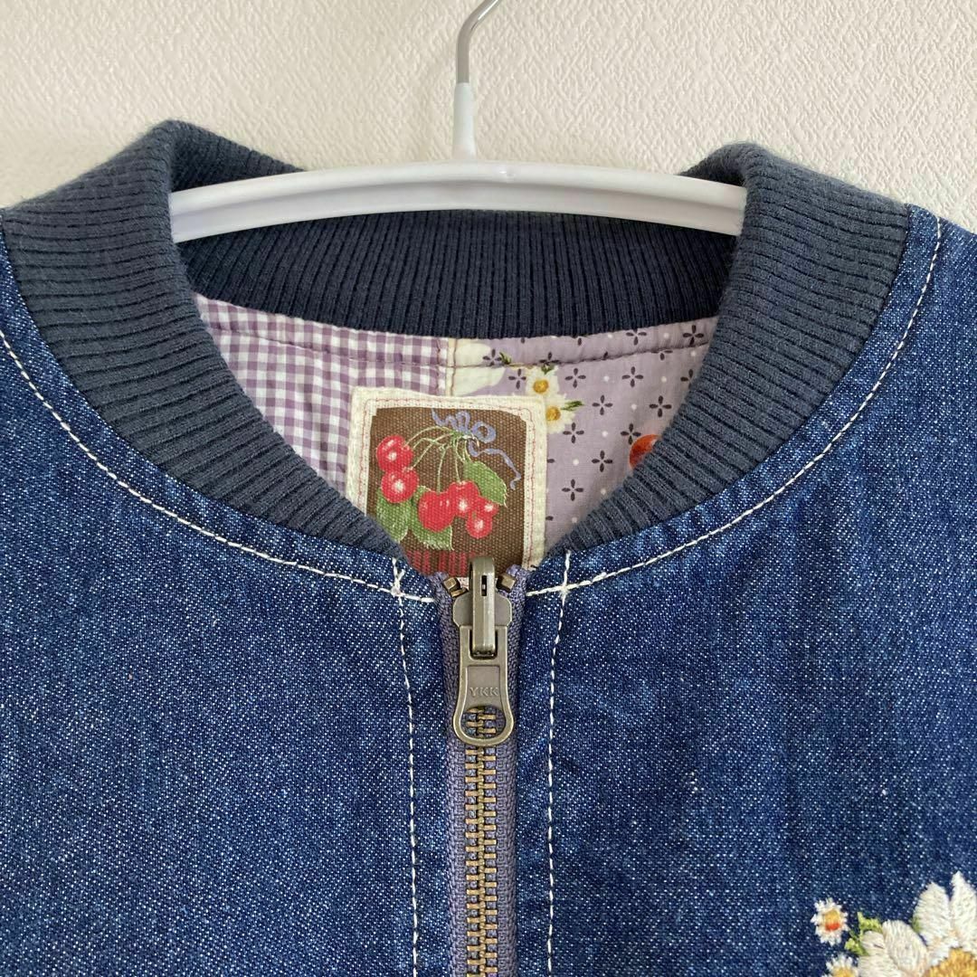 ピンクハウス 雛菊とさくらんぼ刺繍入りデニムブルゾン ピンクハウス 雛菊とさくらんぼ刺繍入りデニムブルゾン