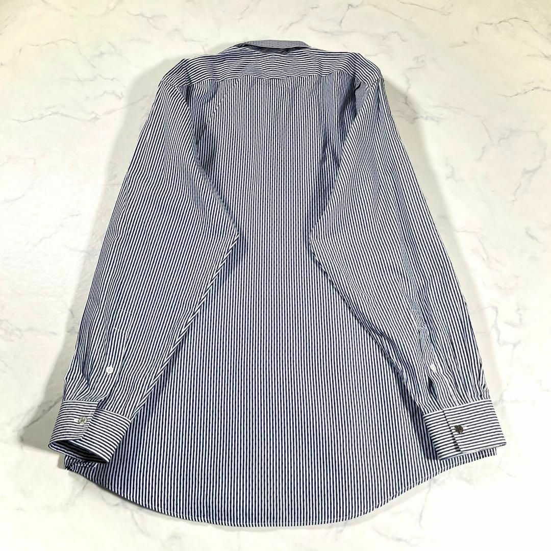 極美品】HERMES エルメス H柄 ストライプシャツ セリエボタン ドレス 極美品】HERMES エルメス H柄 ストライプシャツ セリエボタン ドレス