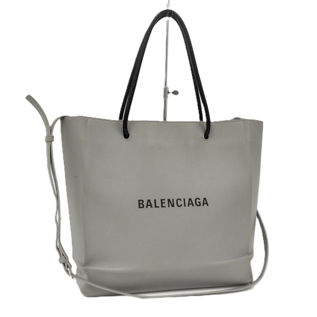 BALENCIAGA - BALENCIAGA 2WAY バッグ ショッピングトート レザー グレー