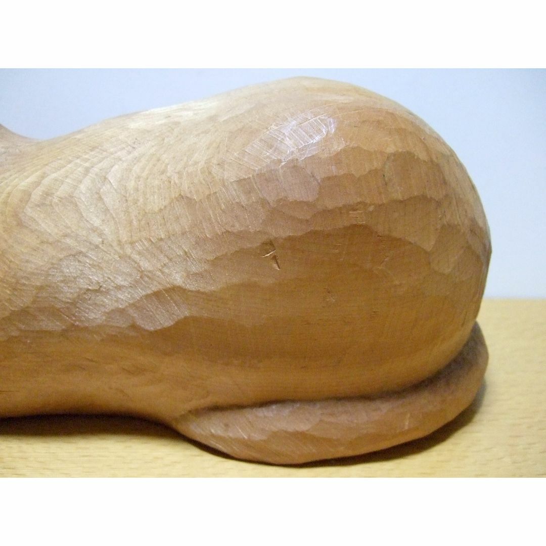 木彫りのネコ 置物 在銘 オブジェ / Wooden carved cat 木彫りのネコ 置物 在銘 オブジェ / Wooden carved cat