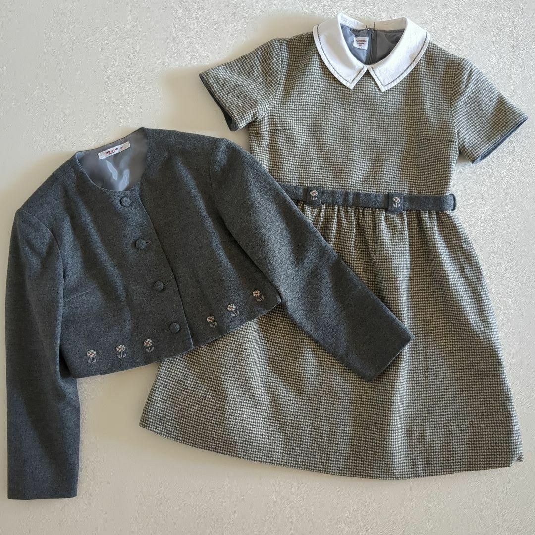 ファミリア フォーマルワンピース アンサンブル 130 グレー 卒服 ファミリア フォーマルワンピース アンサンブル 130 グレー 卒服