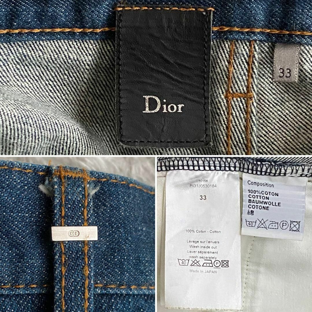 ☆濃紺 極美品 DIOR HOMME ブルージーンズ ボタンフライ 日本製 33 ☆濃紺 極美品 DIOR HOMME ブルージーンズ ボタンフライ 日本製 33
