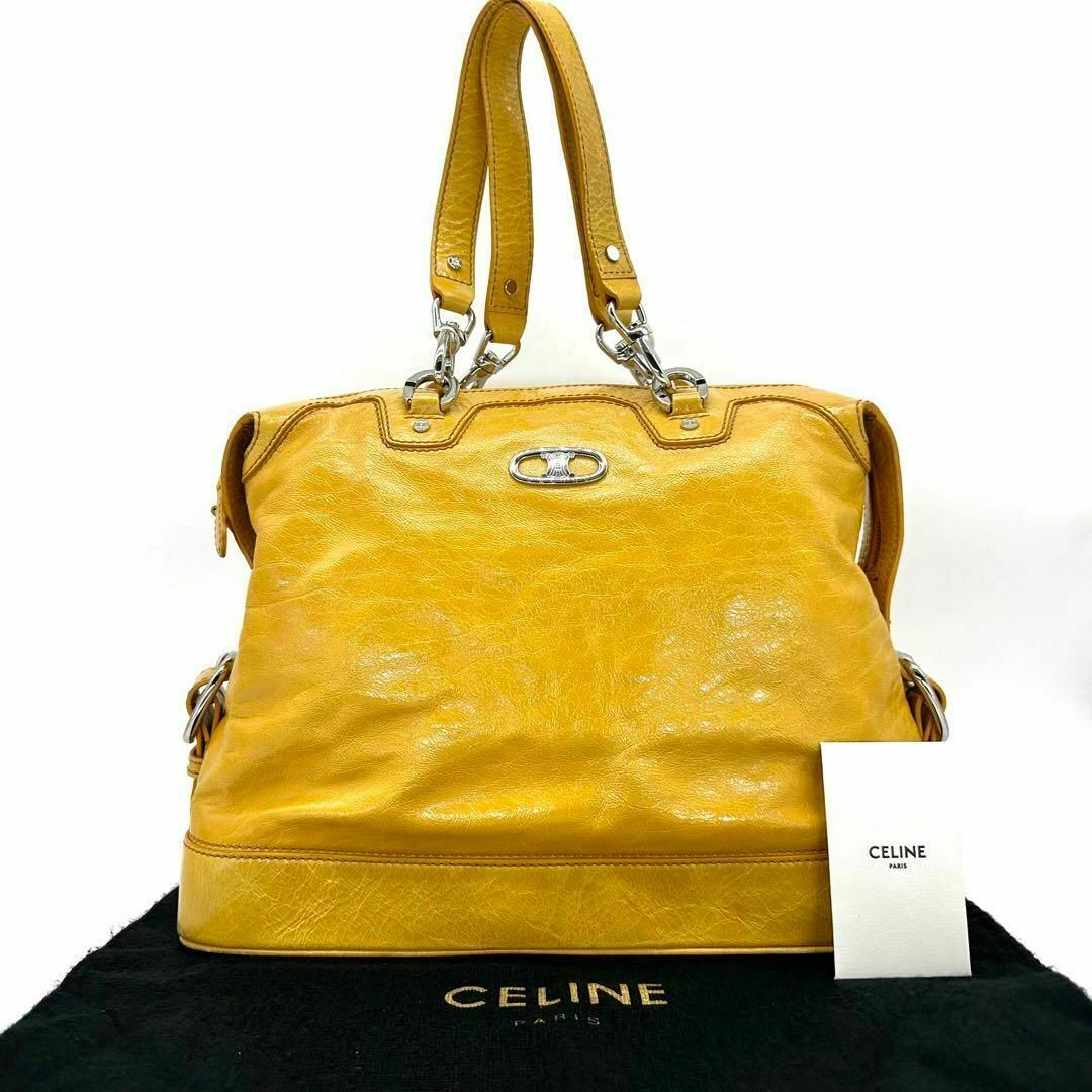 CELINE - セリーヌ CELINE ハンドバッグ レザー イエロー トリオンフ