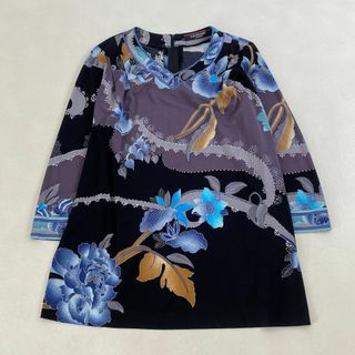 可憐✨未使用級 レオナール 花柄リボンロングチュニック トリム 可憐✨未使用級 レオナール 花柄リボンロングチュニック トリム