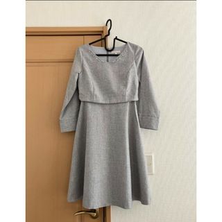 プロポーションボディドレッシング(PROPORTION BODY DRESSING)のプロポ ミルキービジューフレアワンピース セレモニー グレー(ひざ丈ワンピース)