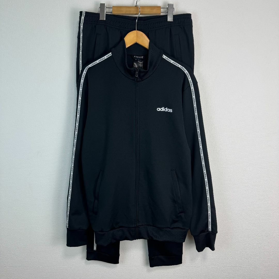 adidas - adidas アディダス サイドライン ジャージ セットアップ ワンポイントロゴ ロゴ刺繍 ブラック メンズ Lサイズ 古着 シンプル 無地 ストリート