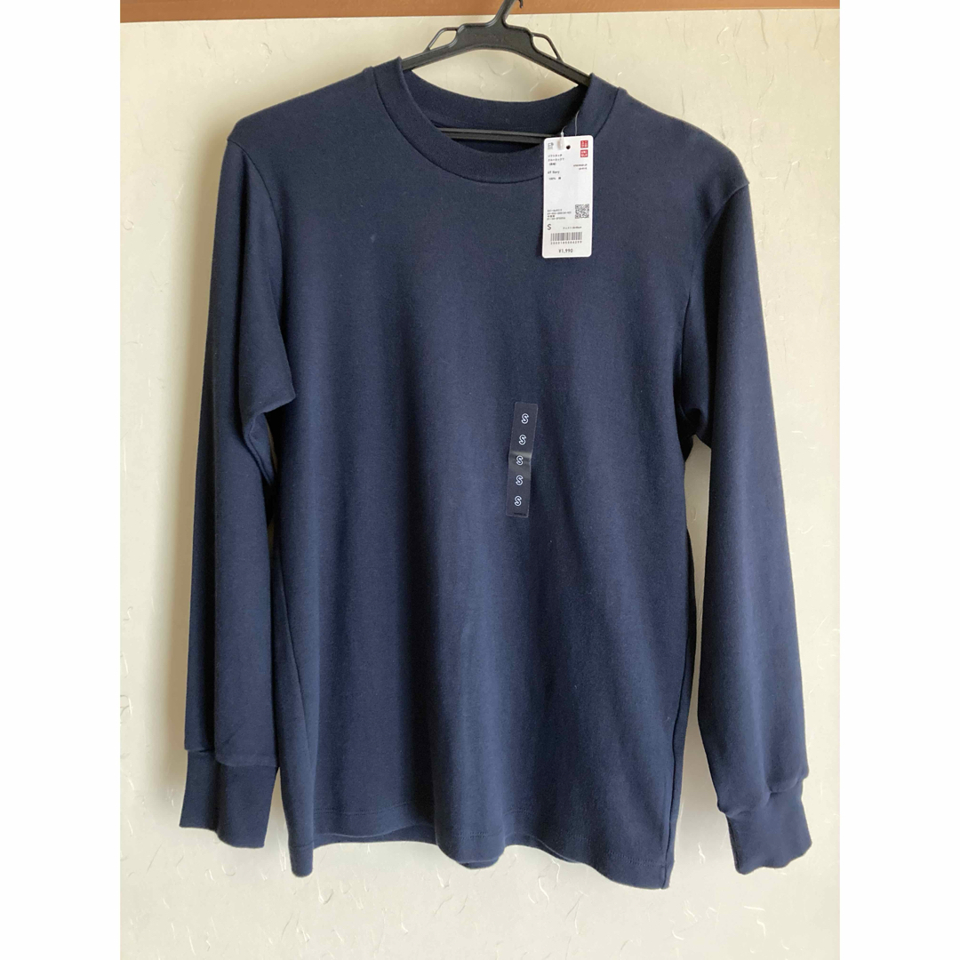 UNIQLO(ユニクロ)のUNIQLO  ソフトタッチ　クールネックT  ネイビー　Sサイズ　新品 メンズのトップス(Tシャツ/カットソー(七分/長袖))の商品写真