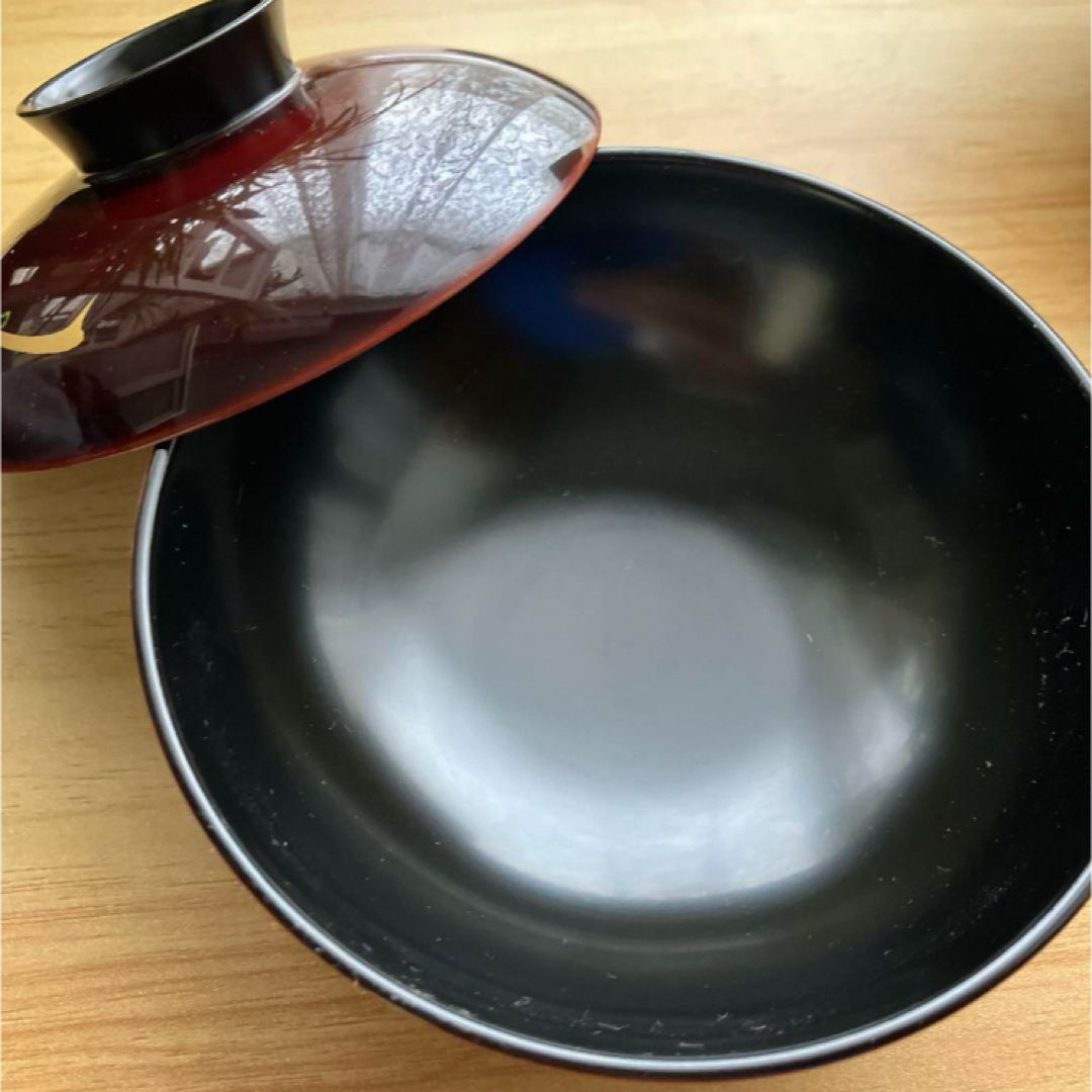 河和田塗 御吸物椀 溜塗 菊の葉 5客入り 箱入り 漆芸 河和田塗 御吸物椀 溜塗 菊の葉 5客入り 箱入り 漆芸