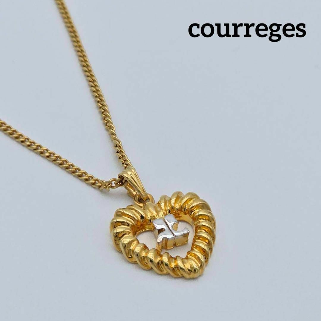美品 ☆courreges☆ ネックレス ハート ロゴ ゴールド 美品 ☆courreges☆ ネックレス ハート ロゴ ゴールド
