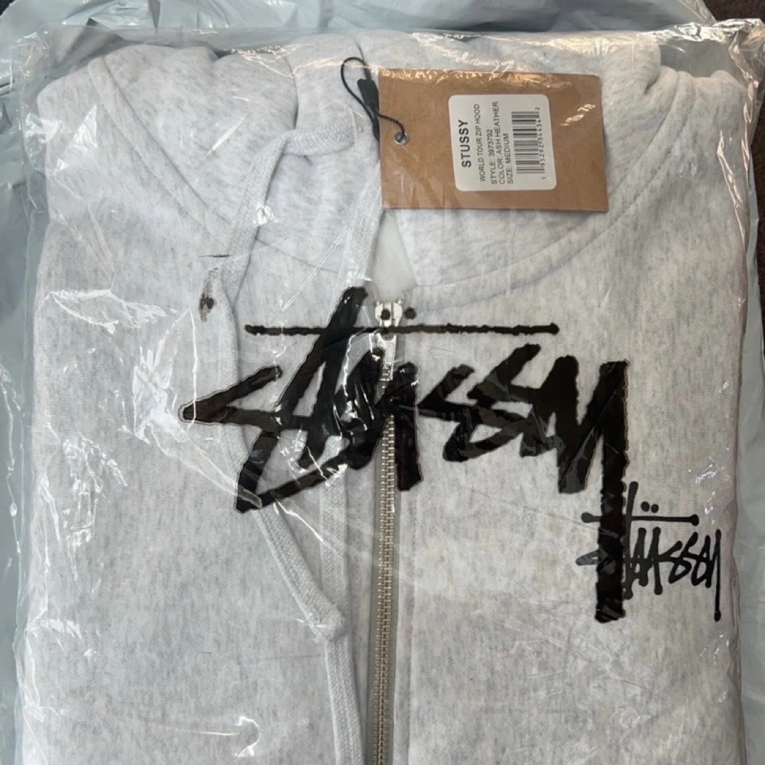 ステューシー BASIC STUSSY ZIP HOODIEパーカー M グレー ステューシー BASIC STUSSY ZIP HOODIEパーカー M グレー