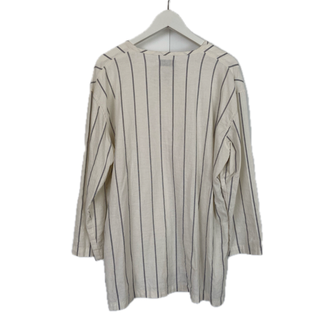 SAIL　セイル　スキッパーネック麻混合素材カットソー　L　ストライプ メンズのトップス(Tシャツ/カットソー(七分/長袖))の商品写真
