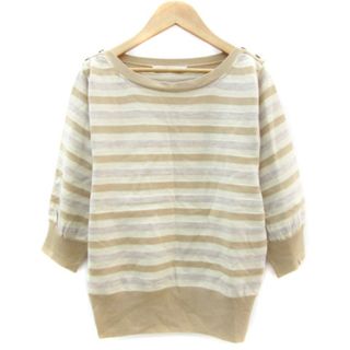 イエナ(IENA)のイエナ IENA ニット カットソー 七分袖 ボーダー柄 ライトブラウン(ニット/セーター)