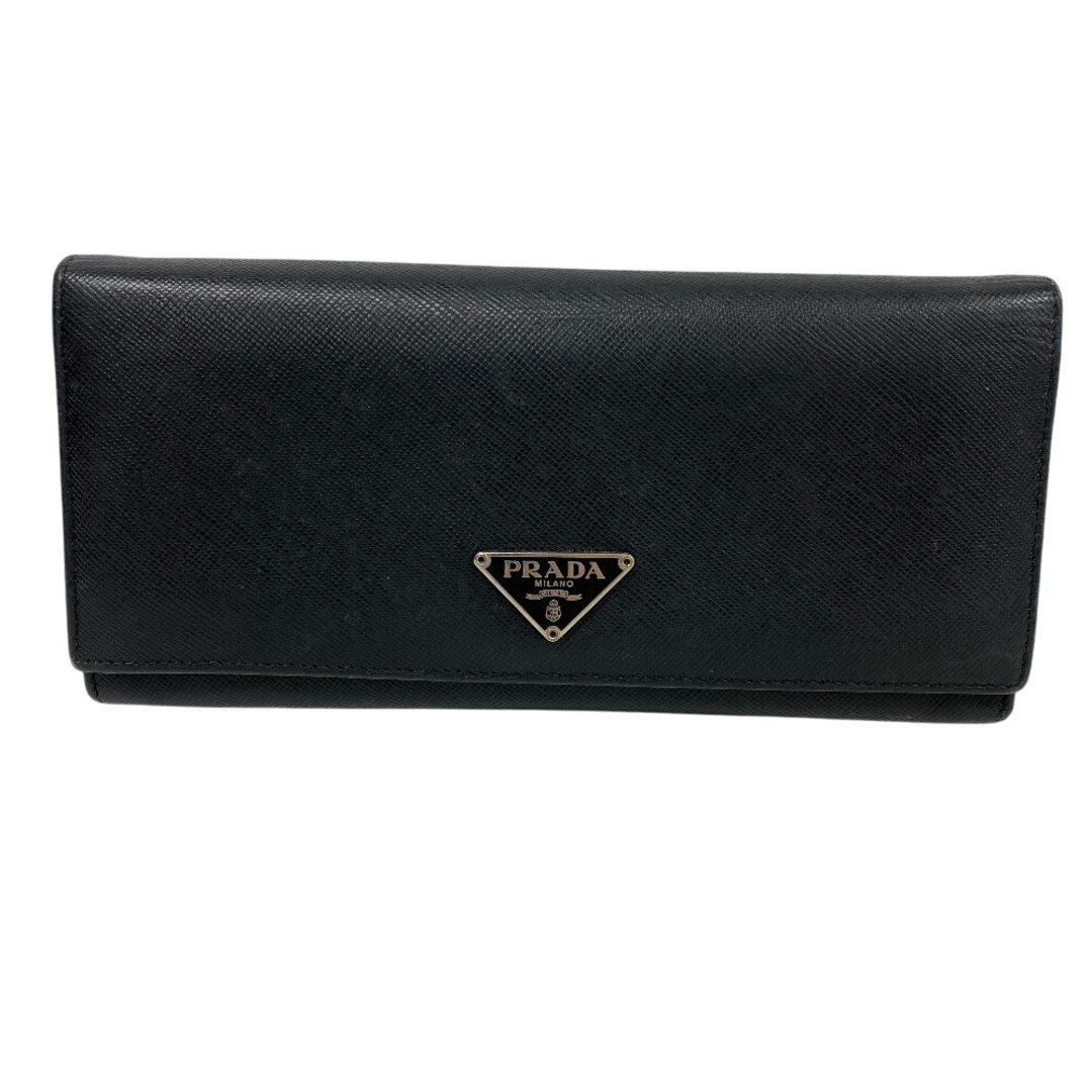 プラダ PRADA 長財布 サフィアーノ 三角プレート Wホック ブラック プラダ PRADA 長財布 サフィアーノ 三角プレート Wホック ブラック
