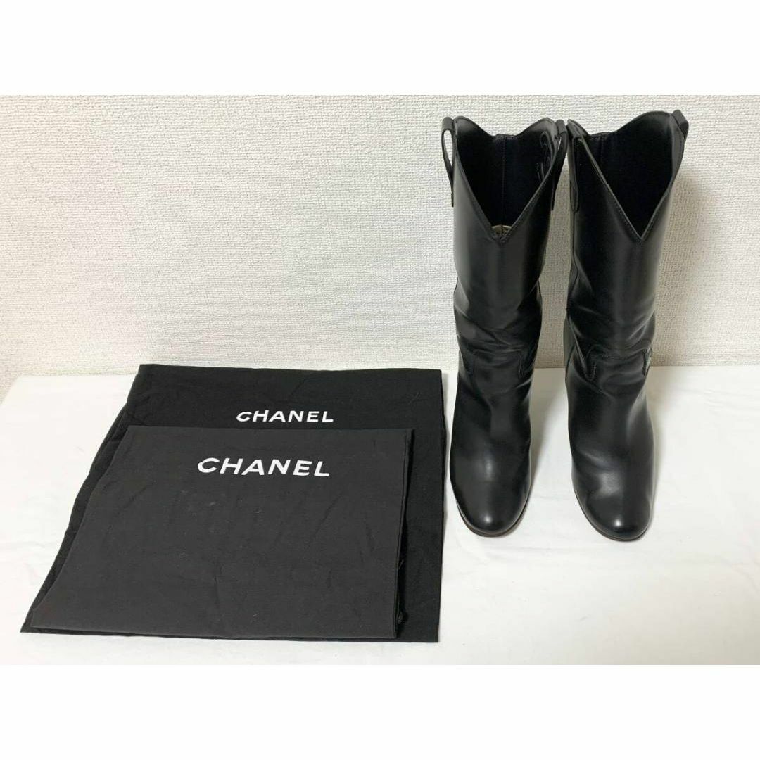 CHANEL - 超美品 シャネル ココマーク レザー ウエスタン CHANEL - 超美品 シャネル ココマーク レザー ウエスタン