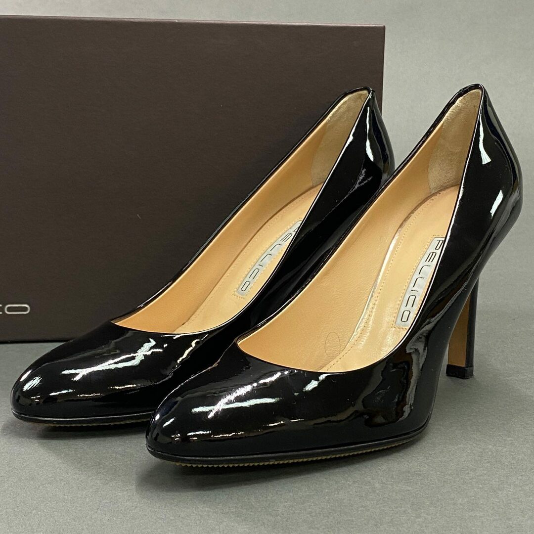 PELLICO 黒 レザー ハイヒールパンプス PELLICO 黒 レザー ハイヒールパンプス