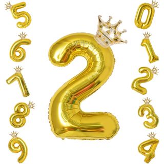 【最安値】誕生日 2 数字バルーン 32インチ ゴールド2(その他)