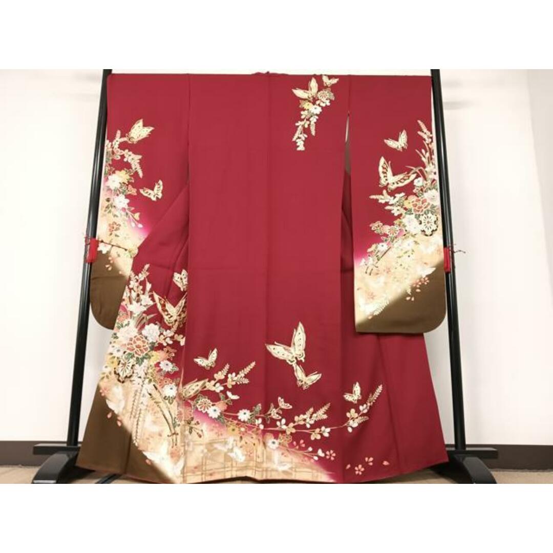 お着物単品】逸品 ラインストーン 金駒刺繍 金彩 薔薇 振袖 お着物単品】逸品 ラインストーン 金駒刺繍 金彩 薔薇 振袖