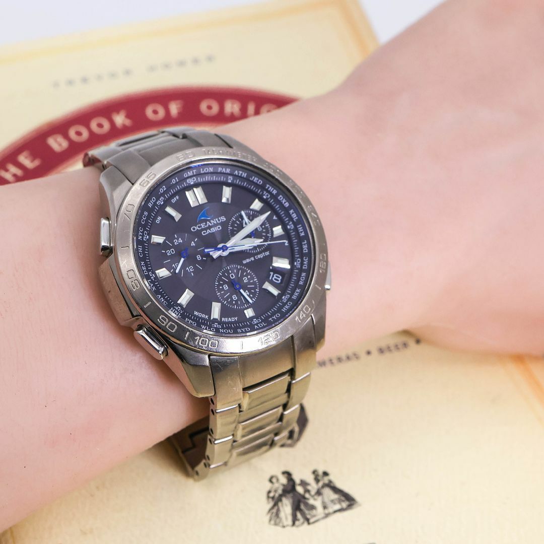 稼働 CASIO OCEANUS 腕時計 電波ソーラー アナログ チタン 590 稼働 CASIO OCEANUS 腕時計 電波ソーラー アナログ チタン 590