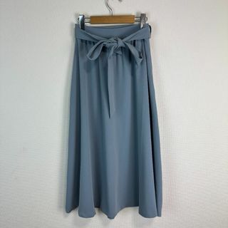 スローブイエナ(SLOBE IENA)のSLOBE IENA スローブイエナ フレアスカート リボン付き ライトブルー シンプル レディース 36サイズ 古着 ストリート(ロングスカート)