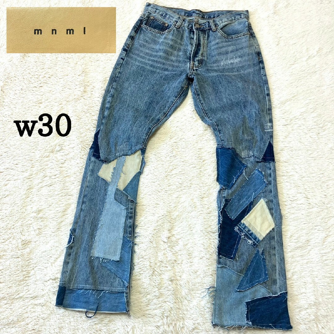 美品mnml B424 PATCH FLARE DENIM フレア※スタッズ欠品 美品mnml B424 PATCH FLARE DENIM フレア※スタッズ欠品