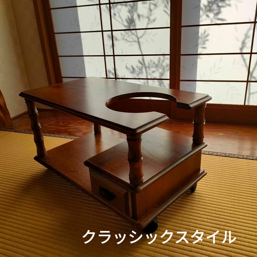 木製 お座敷ポットワゴン キャスター付き クラシックスタイル 木製 お座敷ポットワゴン キャスター付き クラシックスタイル