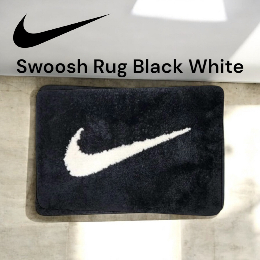 NIKE - NIKE ナイキ ラグマット Swoosh Rug Black White 韓国の NIKE - NIKE ナイキ ラグマット Swoosh Rug Black White 韓国の