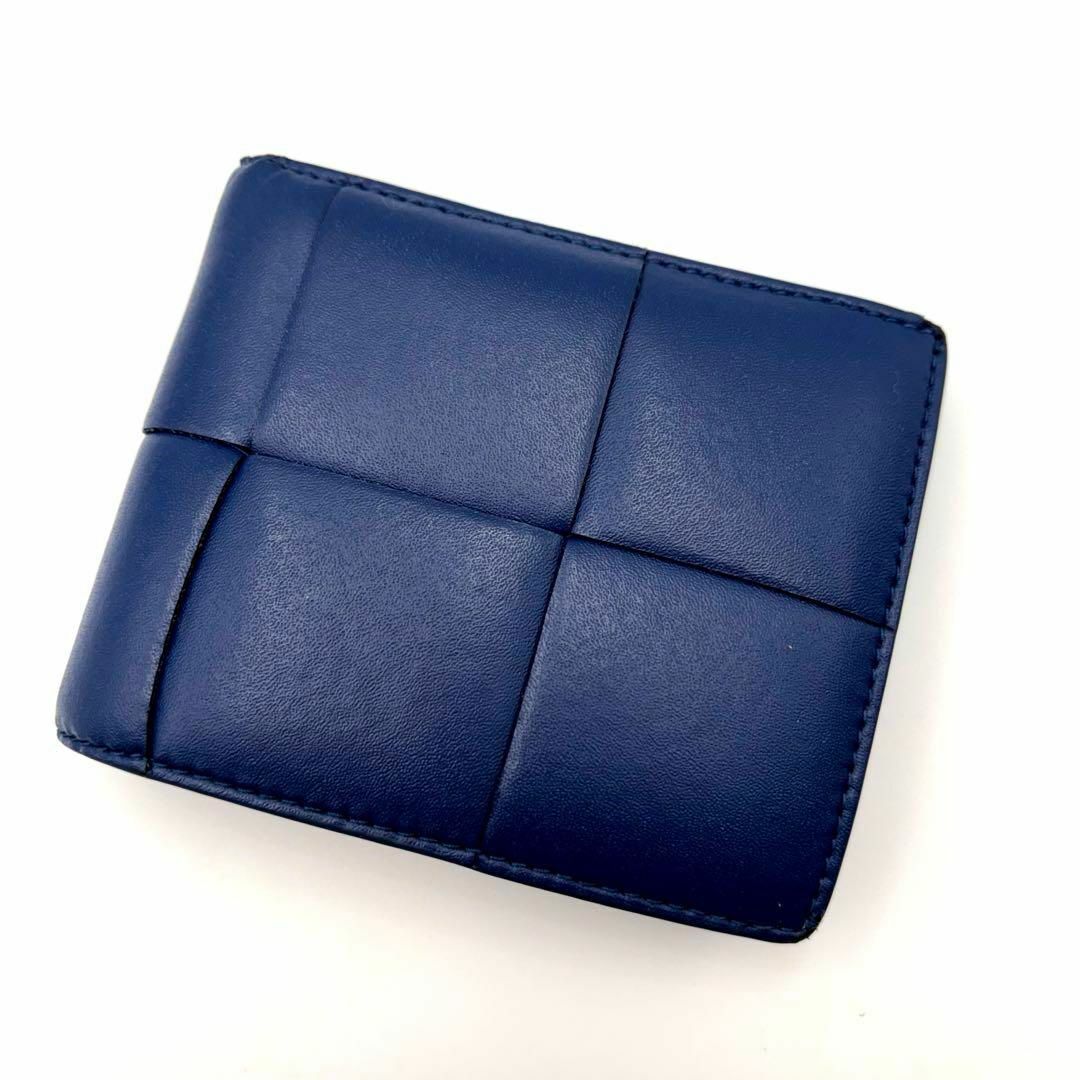 レシート付き ボッテガヴェネタ 二つ折り カセット ブルー IC搭載 レシート付き ボッテガヴェネタ 二つ折り カセット ブルー IC搭載