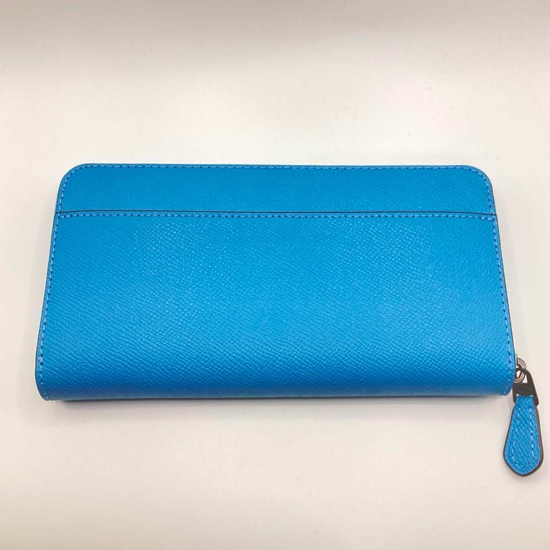 COACH コーチ 長財布 レザー ラウンドファスナー ウォレット 水色 COACH コーチ 長財布 レザー ラウンドファスナー ウォレット 水色