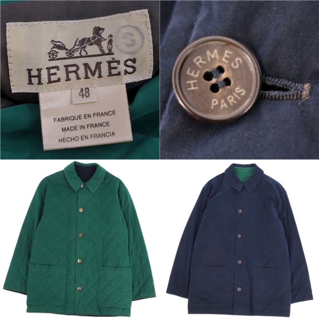 HERMES - Vintage エルメス HERMES コート リバーシブル 中綿 HERMES - Vintage エルメス HERMES コート リバーシブル 中綿