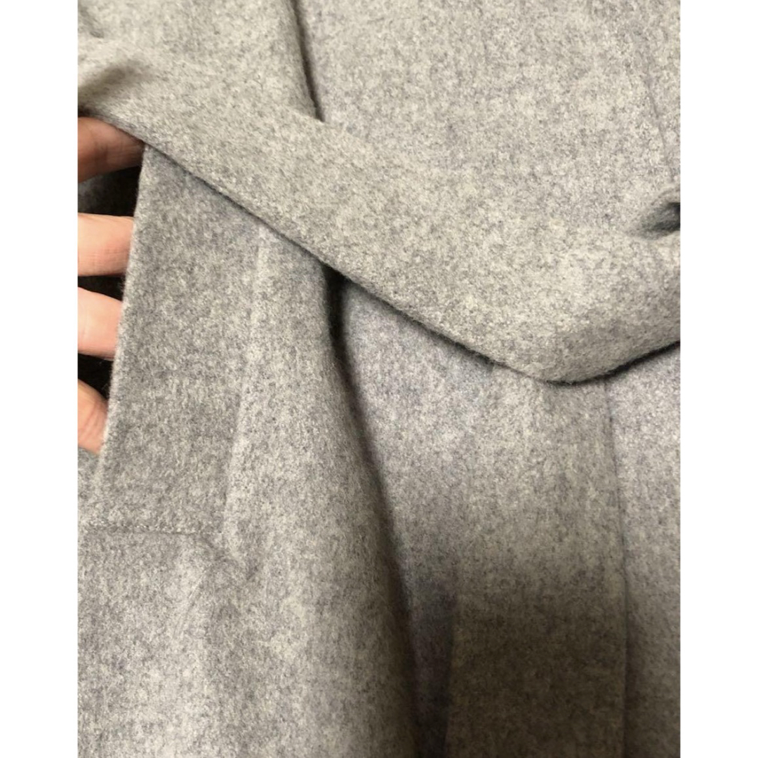 ADAM ET ROPE✩アダムエロペ ライトグレー フード付ロングウール ADAM ET ROPE✩アダムエロペ ライトグレー フード付ロングウール