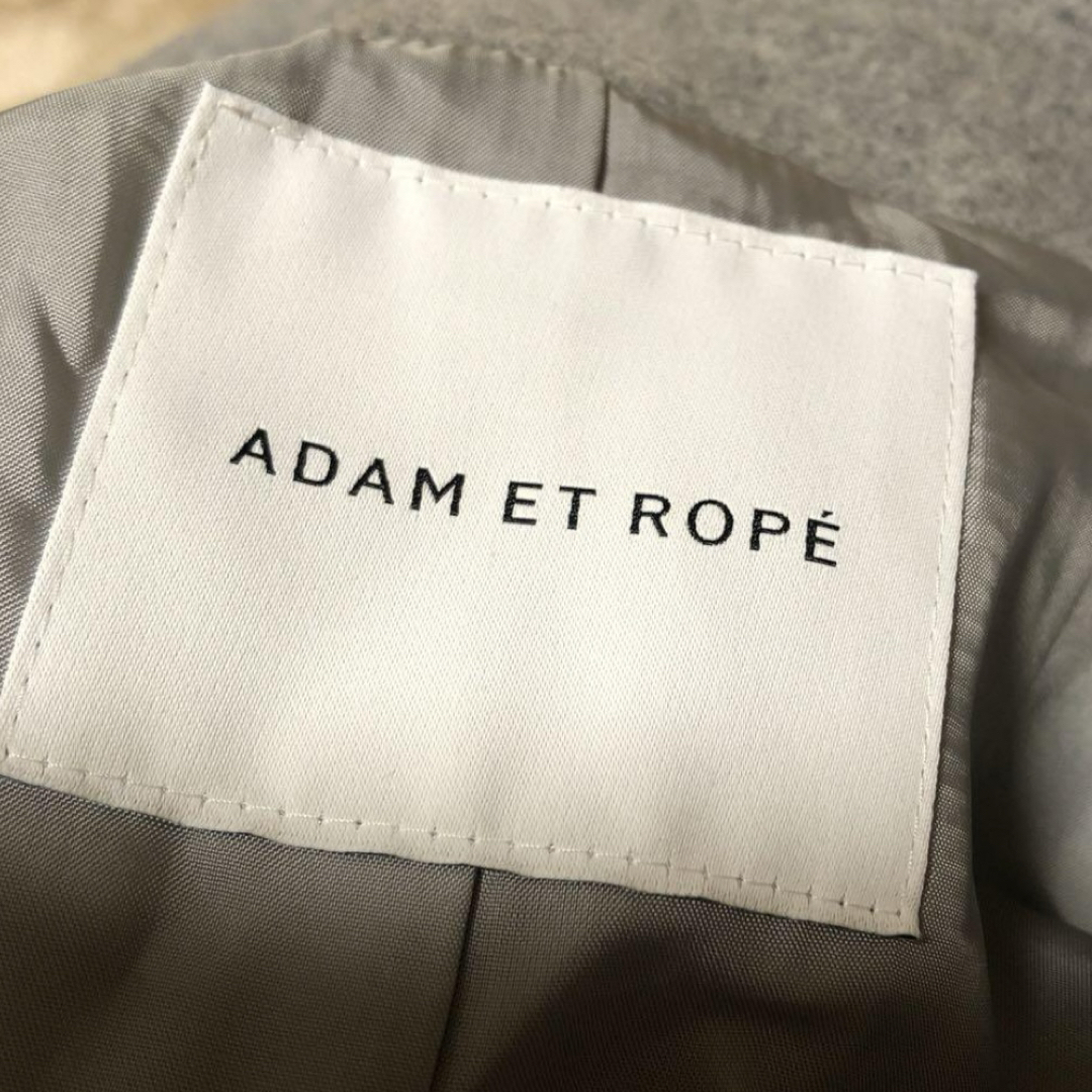 ADAM ET ROPE✩アダムエロペ ライトグレー フード付ロングウール ADAM ET ROPE✩アダムエロペ ライトグレー フード付ロングウール