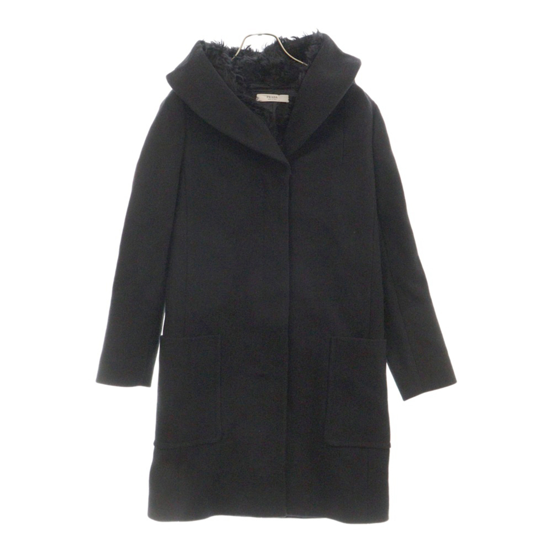 PRADA - PRADA プラダ ファー スナップボタン ロングコート レディース P6388 TPT ブラック