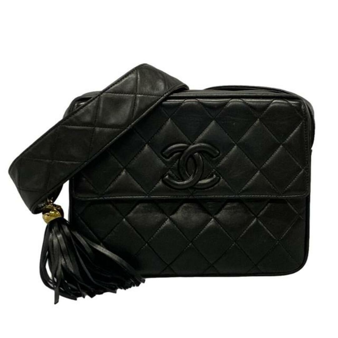 CHANEL - CHANEL(シャネル) ショルダーバッグ マトラッセ 黒 ココマーク/ゴールド金具/フリンジ ラムスキン