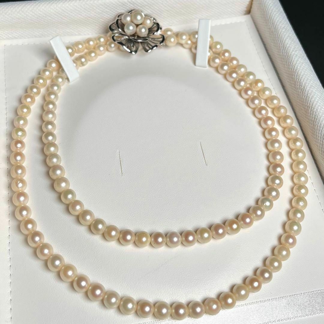 希少 花モチーフ 】アコヤ真珠 2way ロングネックレス 6.5〜6.8 希少 花モチーフ 】アコヤ真珠 2way ロングネックレス 6.5〜6.8